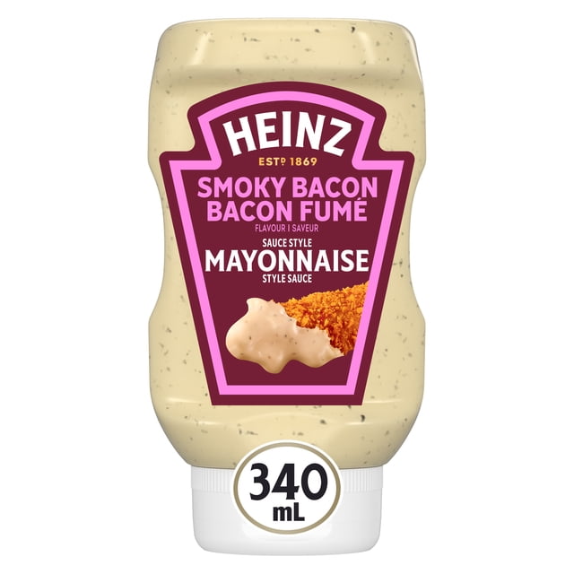 Heinz Smoky Bacon Flavour Mayonnaise Style Sauce, for BLTs, Grilled Chicken and Roasted Vegetables, 340 mL Bottle