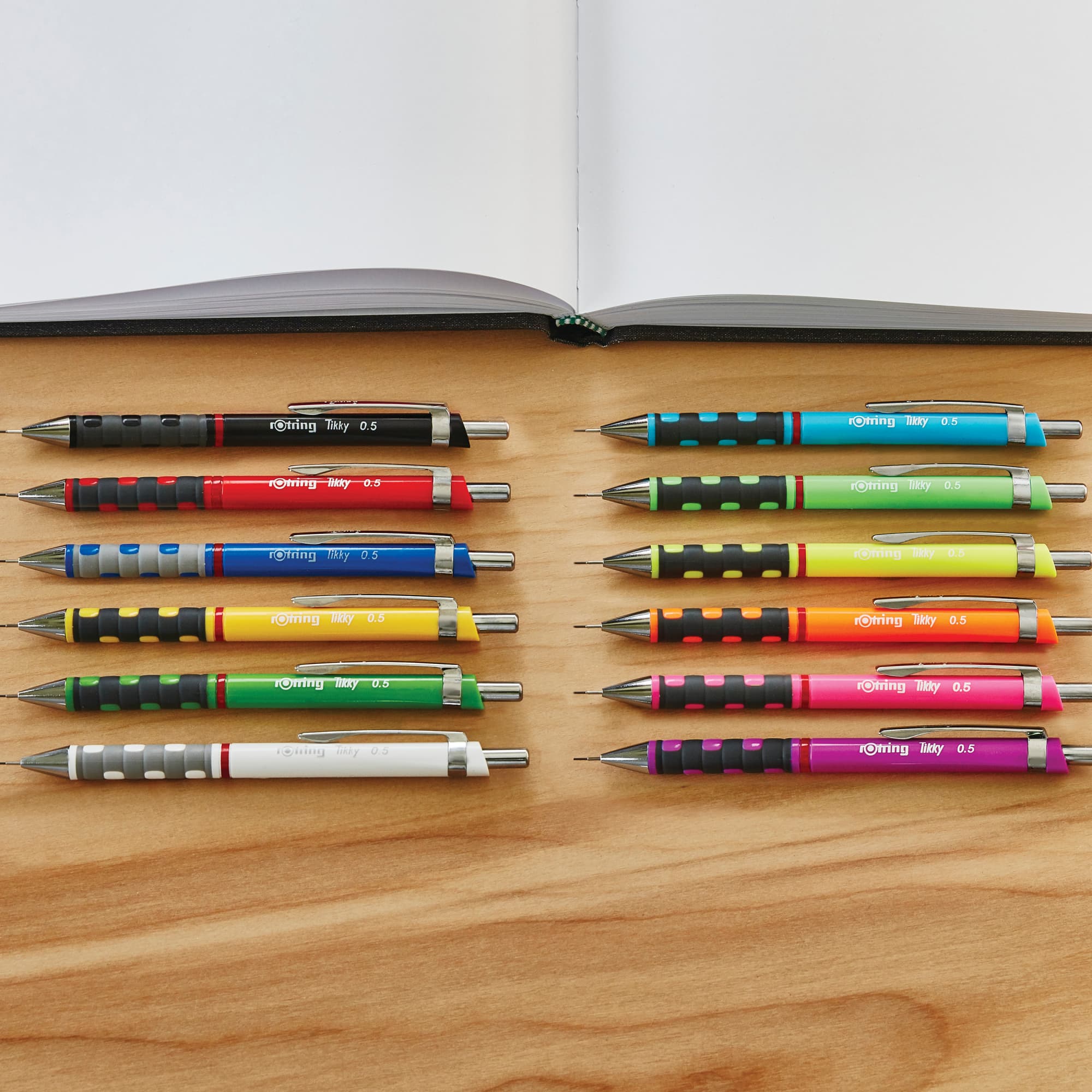 rOtring Tikky Mechanical Pencil | 0.35mm, 0.5mm and 0.7mm | HB Lead | Black Barrel | 3 Piece Set