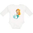 thumbnail image 3 of Inktastic Cute Little Mermaid, Orange Hair, Purple Sea Star Girls Long Sleeve Baby Bodysuit, 3 of 5