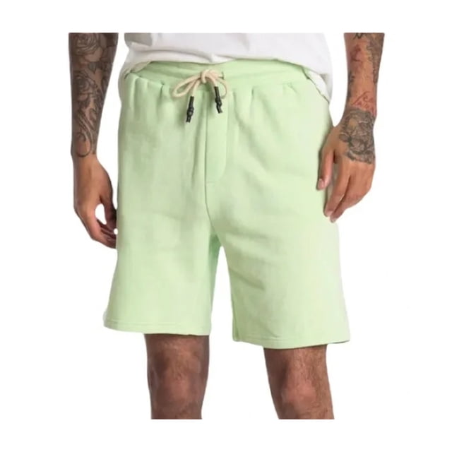 Elevenparis - Pantalones cortos casuales para caminar con cordón para hombre, color verde sutil L