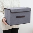 thumbnail image 4 of Best Bargains Cotton & Linen Storage Boxes with Lids - Foldable Fabric Organizer Bins for Clothes & Home Organization - Large Capacity Containers with Handles for Bedroom & Living Room Storage, 4 of 4