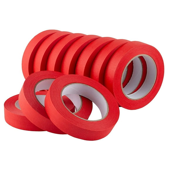 Leopcito 10 Pack Red Painters Tape 1 inch, Medium Adhesive Red Masking Tape Bulk