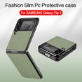 thumbnail image 4 of Allytech for Samsung Galaxy Z Flip 3 Case, Galaxy Z Flip 5G Cover 2021, Slim Thin Hard PC Shockproof Anti-Scratch Folding Fiber Texture Phone Case for Samsung Galaxy Z Flip 3 2021 (5G), Green, 4 of 5