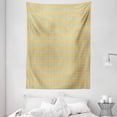 thumbnail image 1 of Quatrefoil Tapestry, Oriental Authentic Continuous Motif Pattern with Argyle Influences, Wall Hanging for Bedroom Living Room Dorm Decor, 60W X 80L Inches, Pale Seafoam Pale Orange, by Ambesonne, 1 of 2