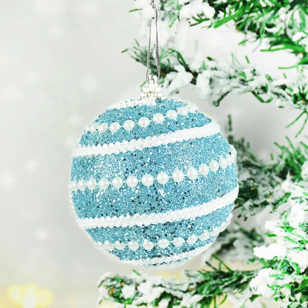 Bola de Navidad blanca de 8cm, adorno de árbol de Navidad, decoraciones navideñas para el hogar, bolas de espuma decorativas para árbol de Año Nuevo, 3 unids/lote por caja, 2023