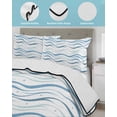 thumbnail image 3 of Full Size Quilt Bedding Set, Blue Stripes Reversible Summer Quilt 3 Pieces, Modern Gradient Abstract Ocean Waves Lines Lightweight Bedspreads Coverlets with 2 Pillow Shams for All Seasons, 3 of 5