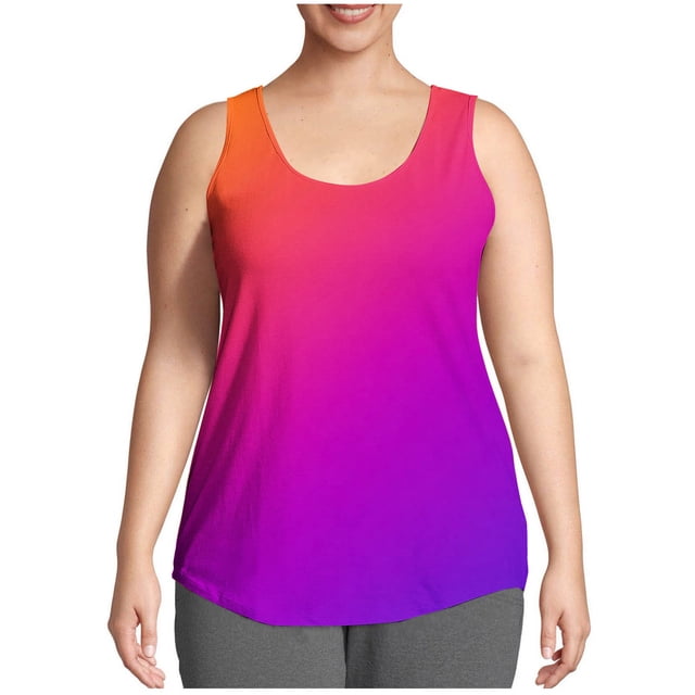 CHGBMOK Womens Tank Tops Mode Été Décontracté Imprimé Ample Grande Taille Col Rond Camisoles Tailles L-5TG