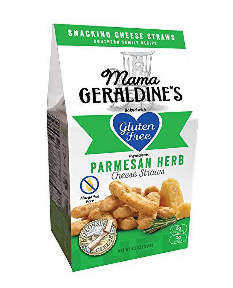 Mama Geraldine's Gluten Free Parmesan Herb Cheese Straws, 4.5 Ounce Box, 4 Pack