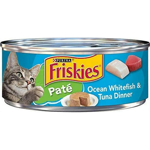 Friskies Pate Wet Cat Food, Ocean Whitefish & Tuna Dinner, 5.5 OZ, 12 Count