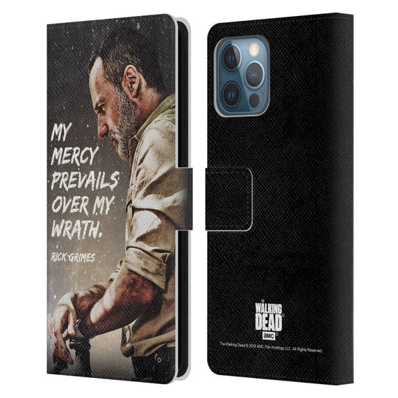 Head Case Designs Officially Licensed AMC The Walking Dead Rick Grimes Legacy Mercy Prevails Leather Book Wallet Case Cover Compatible with Apple iPhone 12 Pro Max