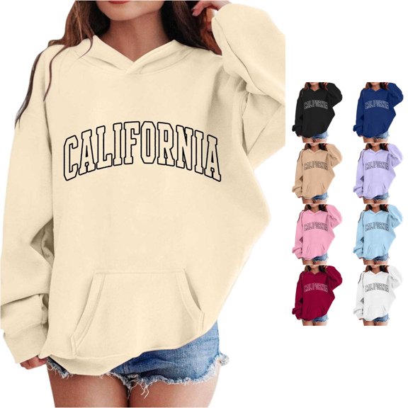 JAJAHO Hoodies For Girls California Shirt Oversized Long Sleeve Sweatshirt, Sizes 2-13Y