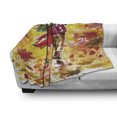 thumbnail image 3 of Fall Soft Flannel Fleece Throw Blanket, Couple Walking at Alley in Autumn Park Rainy Weather Romantic Watercolors Artwork, Cozy Plush for Indoor and Outdoor Use, 70" x 90", Multicolor, by Ambesonne, 3 of 6