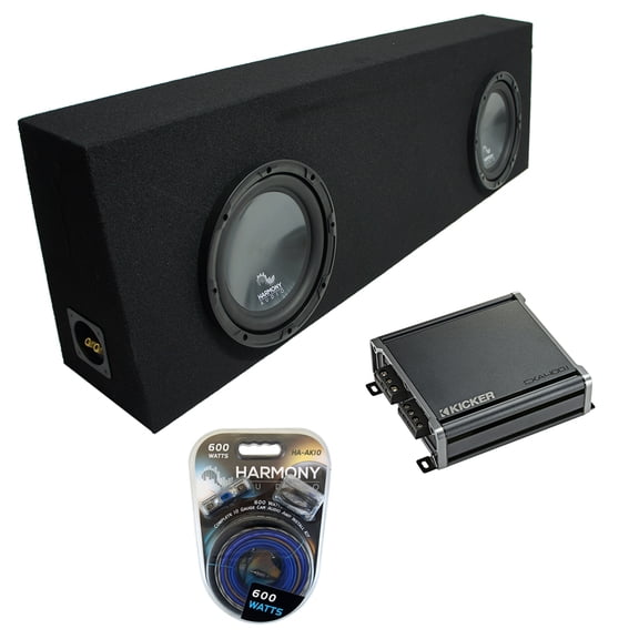 Universal Regular Cab Truck Harmony R104 Dual 10" Black Sub Box & CXA400.1 Amp