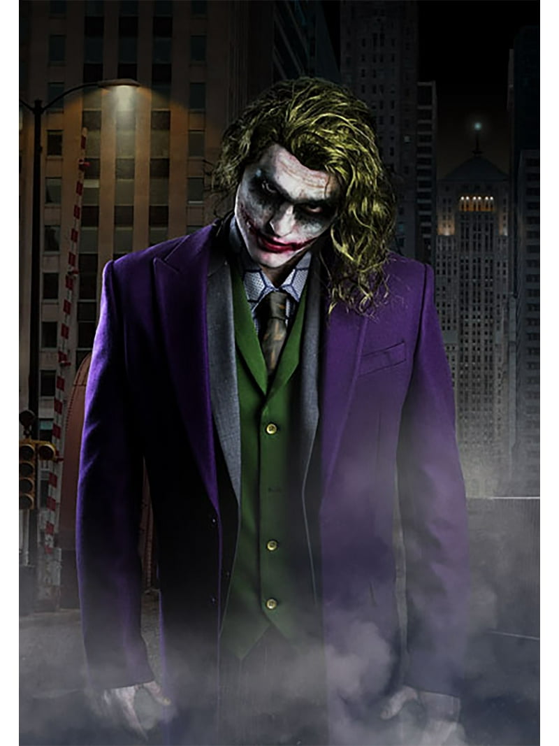 FUN.COM The Joker Slim Fit Overcoat, Purple Wool Blend, Adult