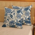 thumbnail image 2 of Blue Floral Pillow Covers 18x18 Set of 2 Vintage Floral Throw Pillows Chinoiserie Flower Botantical Decorations Pillowcase Outdoor Decor Linen Farmhouse Cushion Case for Couch Sofa Bed, 2 of 6