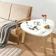 thumbnail image 4 of Mesa de centro triangular curva, mesa de té para balcón, mesa de suelo para dormitorio, mesa auxiliar compacta para ventana, mesa triangular curva de madera, 4 of 6