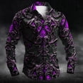 thumbnail image 2 of Mens Shirts Casual Carnival Gothic Festival Print Long Sleeve Top Dark Medieval Style Costume Comfortable Shirt for Men Purple L, 2 of 4