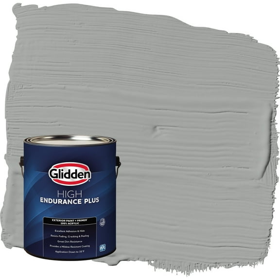 Glidden HEP Stepping Stone / Gray Flat Exterior Paint with Primer, 1 Gallon