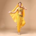 thumbnail image 2 of SJLDQY Carnival Womens Belly Dance Dress Up Sexy Sequined Tops Lace Mesh Pants Outfits Party Stage Performance Clothes Set, 2 of 4