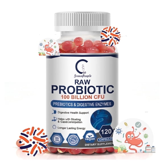 100 Billion CFU Probiotics , with Digestive Enzymes; Probiotics for Women & Men; Shelf Stable Acidophilus Probiotic Supplement,120 Capsules