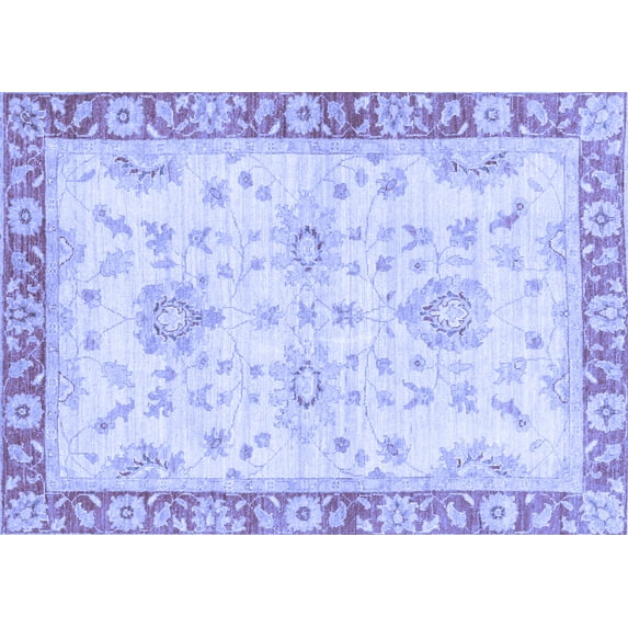 Ahgly Company Machine Washable Indoor Rectangle Oriental Blue Traditional Area Rugs, 7' x 10'