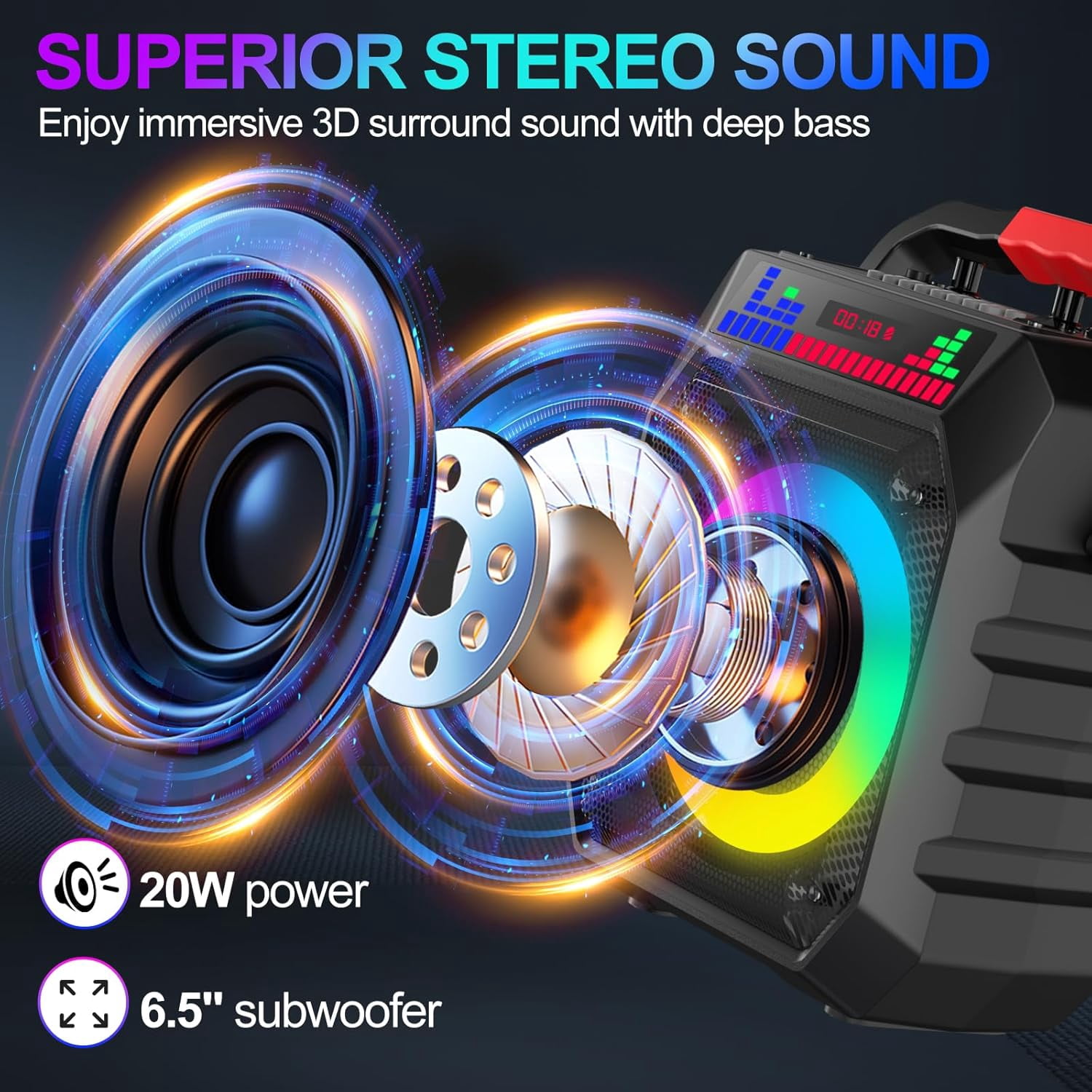 Socodox Karaoke Machine ,Portable Bluetooth Speaker with 2 Wireless Microphones for Adult Kid,Karaoke Supports TF/AUX/USB for Home Party with Lights