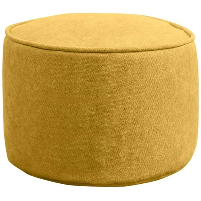 Round Solid Color Pouf,Breathable Removable Washable Comfort Soft Foot Stools Ottomans for Living Room Small SpaceYellow 40x40x30cm(16x16x12inch)