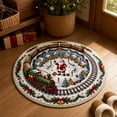 thumbnail image 5 of Christmas Rugs,3D Rugs Optical Illusion, Holiday Floor Mat,Festive Optical-Illusion Rug, Snowy Village And Circular Train Track, Nonslip Mat For Holiday Home Decor, 5 of 6