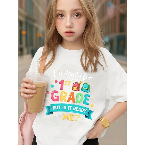 Young Boy's/Girls "Back To School Cotton Graphic Tees, Back To School Clothes Girls, Casual Summer Tops With Colorful School Theme, Gift For First Day of School, Fun, Playful, " Kids Clothe