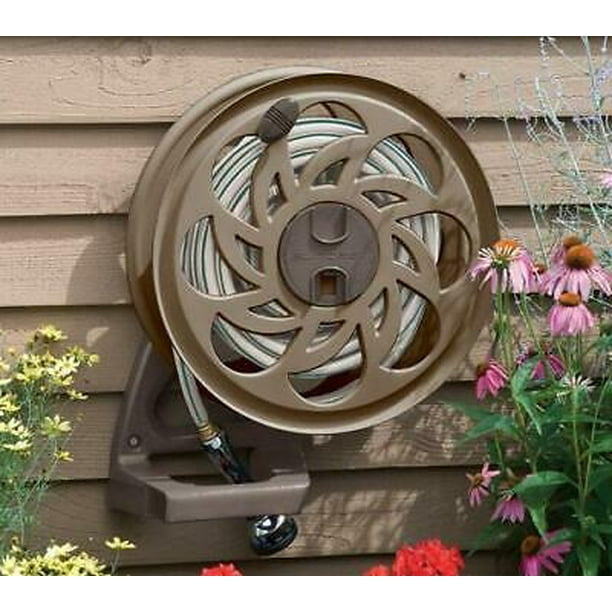 Suncast Slide Trak Hose Hideaway 125 ft. Wall Mount Hideaway Brown Hose