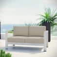 thumbnail image 4 of Modern Contemporary Urban Design Outdoor Patio Balcony Loveseat Sofa, Beige, Metal Aluminum, 4 of 4