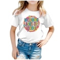 thumbnail image 1 of WEAIXIMIUNG Vêtements pour Enfants 9-10 Filles Mignons Enfants Saison de Rentrée Imprimé Graphique Col Rond Manches Courtes T-Shirt Décontracté d'Été, 1 of 4