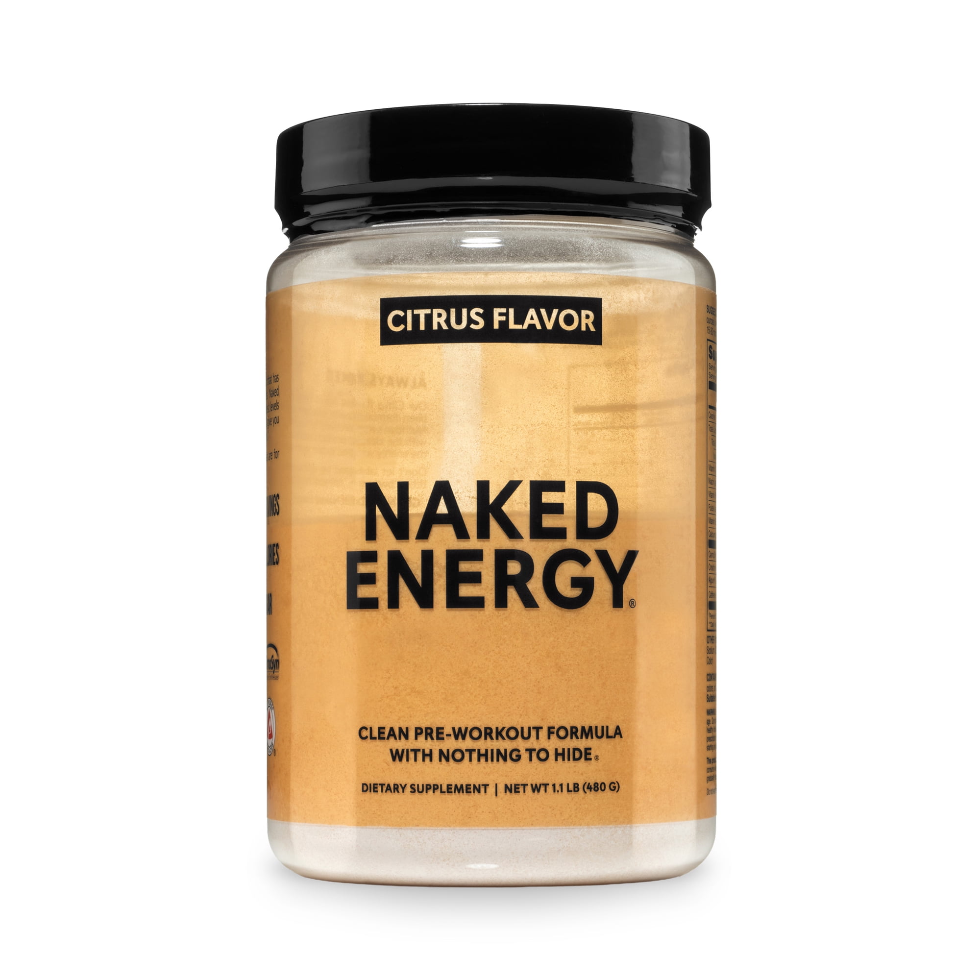 NAKED nutrition Citrus Naked Energy - Citrus Flavored Clean Pre Workout Supplement for Men and Women, Vegan Friendly, No Added Sweeteners, Colors Or Flavors - 30 Servings