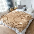 thumbnail image 1 of Fleece Solid Color Striped Fleece Blanket Coral Fleece Sofa Cover Blanket Air Conditioning Blanket Nap Blanket, 1 of 8