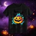 thumbnail image 4 of Abcomgle Halloween Shirts for Girls 5t Spooky Colorful Flame Pumpkin Bat Tshirts for Kids Crewneck Short Sleeve T-Shirts for Girls Fall Funny Holiday Tee Top Girls, 4 of 8