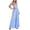 Blue, variant on Women's Summer Checkered Wide Leg Jumpsuit, Spaghetti Strap Smocked Casual One Piece Outfit