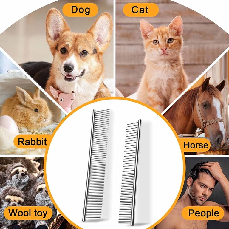 Wattne Dog Combs 2-Pack, Stainless Steel Rounded Teeth photo 5