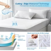 Waterproof Mattress Protector Full Size, Cotton Hypoallergenic Breathable Mattress Pad Cover, 15” Deep Pocket, Vinyl Free, 54”x75”