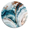 thumbnail image 2 of Designart "Marble Abstraction Blue and Gold V" Abstract Marble Metal Round Wall Decor, 2 of 5