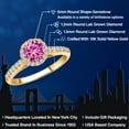 thumbnail image 2 of Gem Stone King 10K Yellow Gold Pink Created Sapphire and Lab Grown Diamond Engagement Ring for Women | 1.31 Cttw | Round 6MM | Gemstone September Birthstone | Size 6, 2 of 6