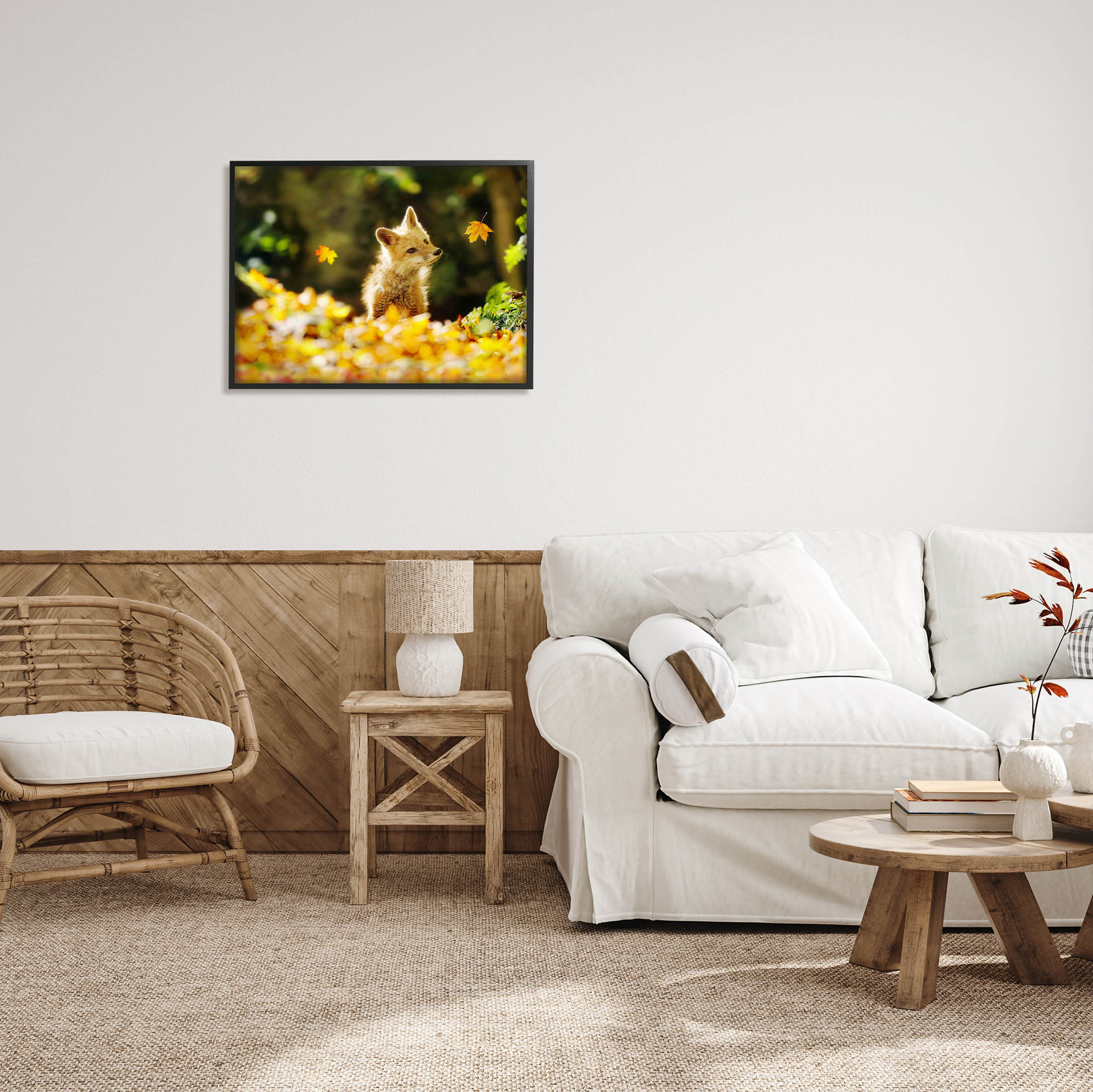 Stupell Industries Fox Watching Autumn Leaves Photograph Black Framed Art Print Wall Art, Design by Carrie Ann Grippo-Pike