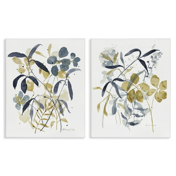 Stupell Industries Whimsy Watercolor Botanicals Floral Painting Wrapped Canvas Canvas Art Print Wall Art, 16 x 20, Set of 2