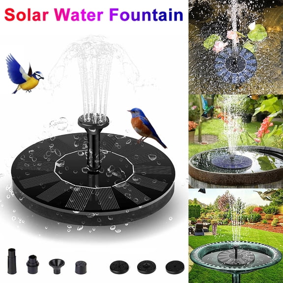 Ryhampaper Solar Bird Bath Fountain Pump, Solar Powered Fountain Pump, Submersible Floating Water Pump for Outdoor, Garden, Pond and Pool Black  ﻿  ﻿