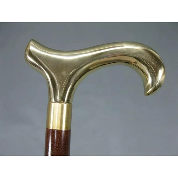 NAUTICALMARTUS BY Solid Brass Plain Derby Head Handle Vintage Style Wooden Shaft Walking Cane Stick Victorian Style Gift