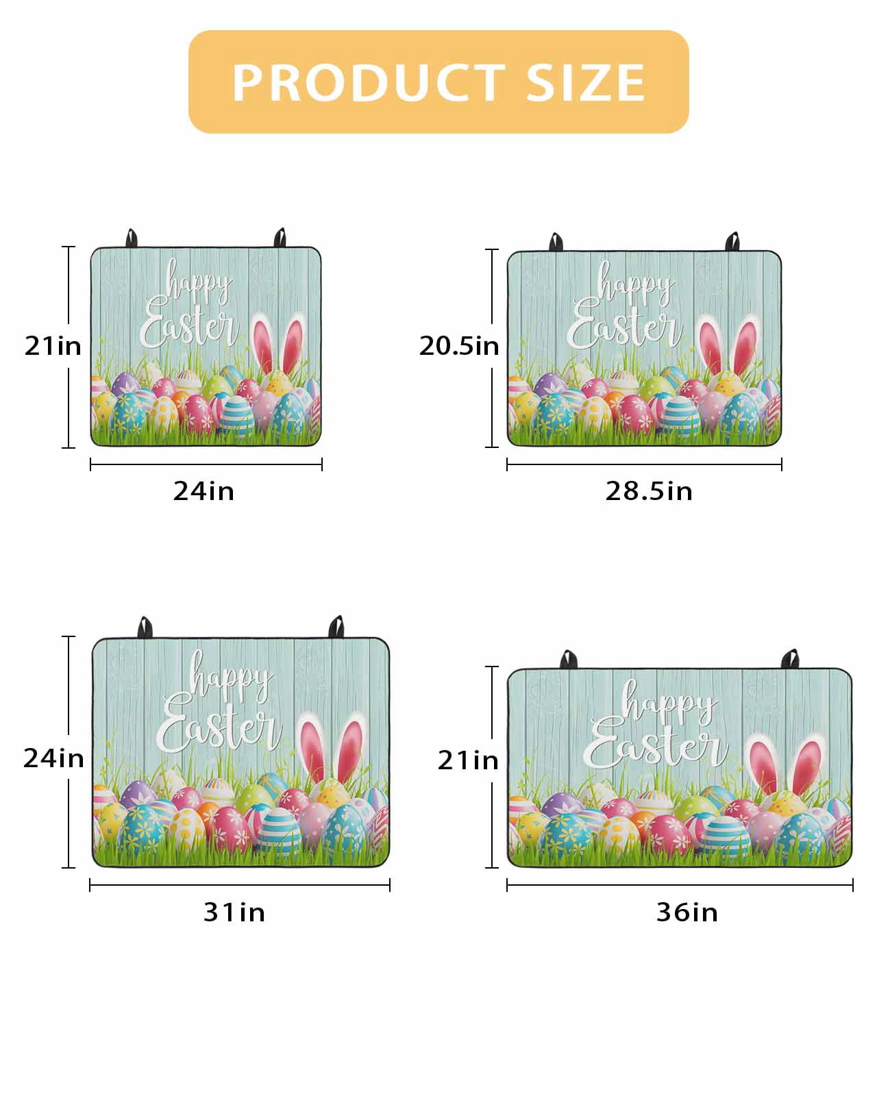 Large Induction Cooktop Protector Mat Easter Stove Top Covers for Electric Stove, Spring Colorful Easter Eggs Bunny Wooden Teal Green Decorative Stove Burner Cover Mats, Glass Top Stove Cover