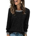 thumbnail image 1 of Camisas de Larga para Mujer, Suéteres, Conjuntos de Otoño, Bloques de Color, Ropa de Invierno, Elegantes, Informales, Suaves. Negro XXL, 1 of 7