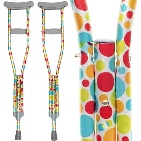 My Crutches-Fashion Designed Colored Youth Junior Crutches for Kids/Teens/Adults w Adjustable Handgrip & Length Lightweight Durable Aluminum w Underarm Pad (Polka Dots for Heights 4'5" to 5'2")