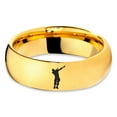 thumbnail image 2 of Tungsten Dance Move Dabbing Dab Band Ring 7mm Men Women Comfort Fit 18k Yellow Gold Dome Polished, 2 of 4