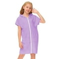 thumbnail image 2 of Girls' Swimwear Zipper Hooded Bathrobe Beach Dress Terry Beach Bathing Suit Short Sleeve Kids Swimsuits for Girls 8-9 Years, 2 of 7