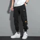 thumbnail image 3 of Pantalones cargo para hombre, negros, empalmados, para trekking, para hombre, estilo emo, de nailon, de diseñador callejero, estilo harén, de gran tamaño, estilo vintage, holgados, informales, a la mo, 3 of 5